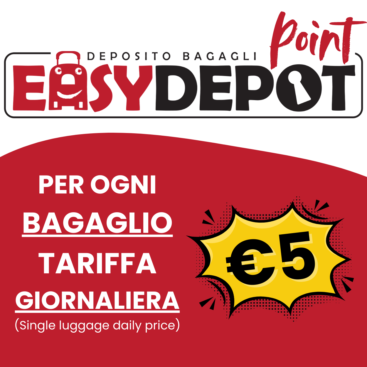 Deposito 24 ore a bagaglio solo nei POINT