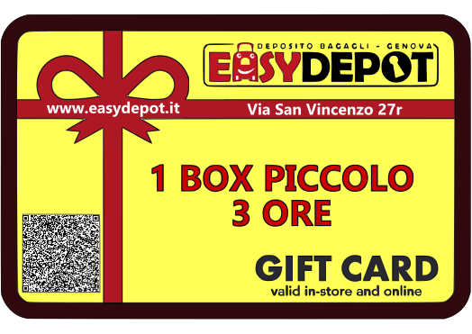 Gift Card - Deposito Bagagli - 1 Box Piccolo/Small - 3 ore